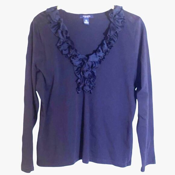 Chaps Women's Navy Blue V Neck Tee XL - Picture 2 of 12